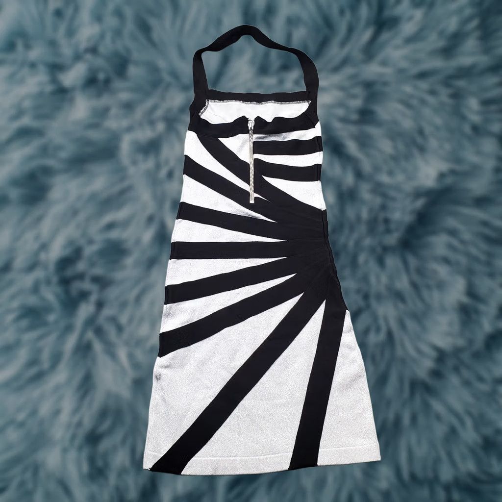Bebe bebe Bodycon Illusion Dress Womens XS Silver & Black Striped Halter Neck Back Zip Dress Size XS / US 0-2 / IT 36-38 - 1 Thumbnail