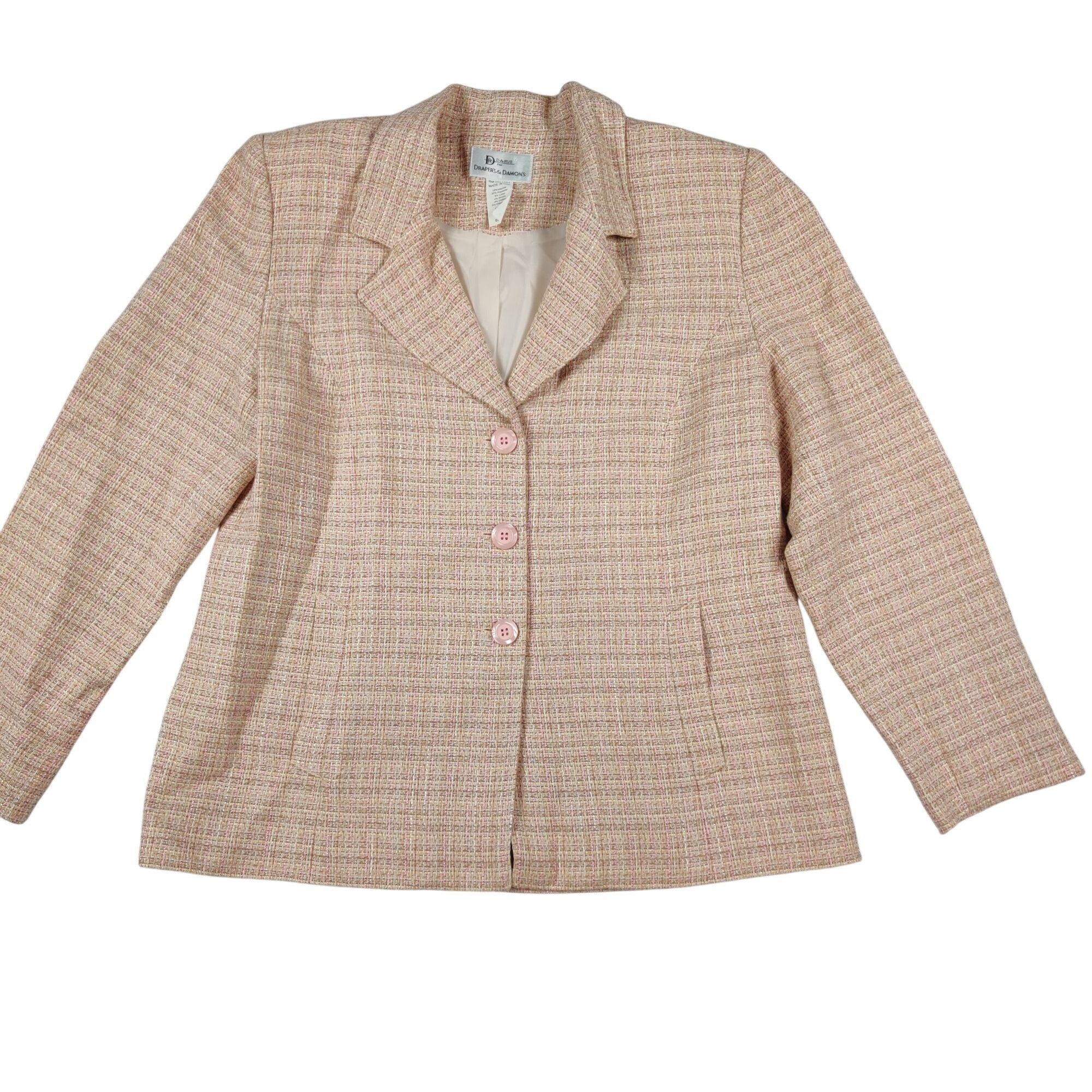 Vintage Da Rue 14 womens blazer vintage pastel tweed structured powe Size XL / US 12-14 / IT 48-50 - 2 Thumbnail
