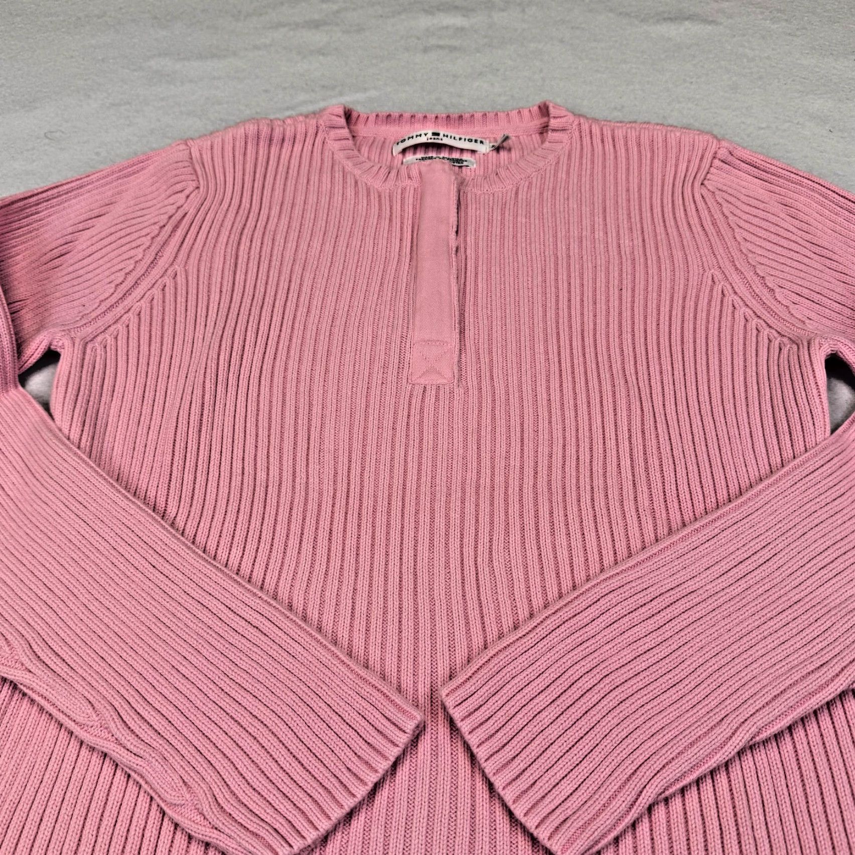 Tommy Hilfiger Tommy Hilfiger Sweater Womens XL Pink Ribbed Knit Quarter Zip Pullover Y2k Shirt Pullover Womens XL Pink Knit Zipper 1/4 Zip Casual Winter Size XL / US 12-14 / IT 48-50 - 2 Thumbnail
