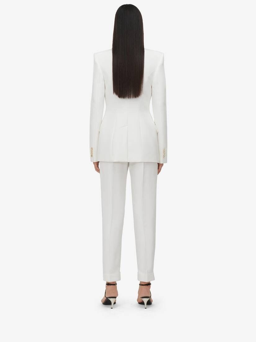 Alexander McQueen o1srvl11e0326 Double-Breasted Jacket in Optic White Size XL / US 12-14 / IT 48-50 - 5 Thumbnail