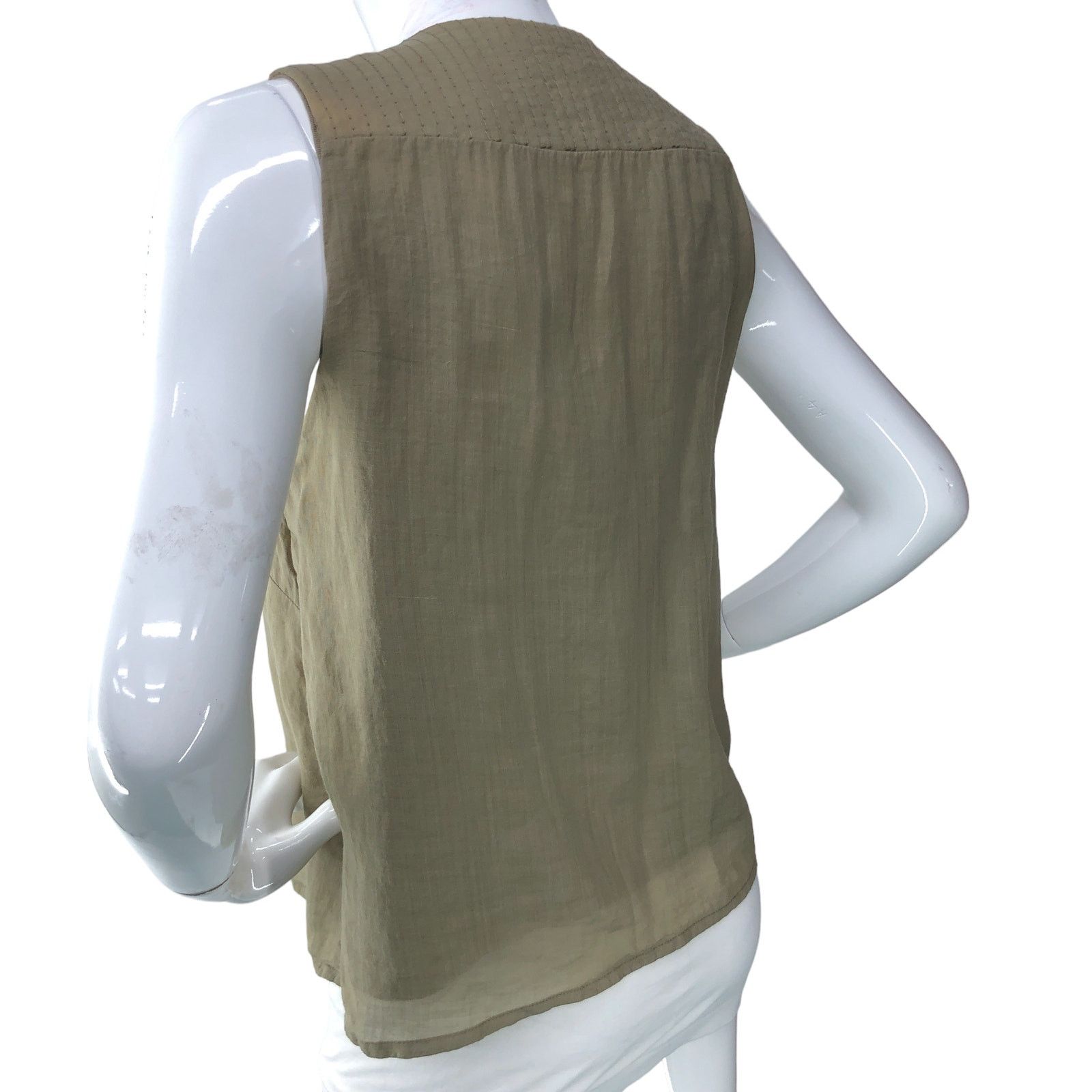 Adolfo Dominguez Adolfo Dominguez Size S Shell Tank Top Green Deep V Neck Size S / US 4 / IT 40 - 6 Thumbnail