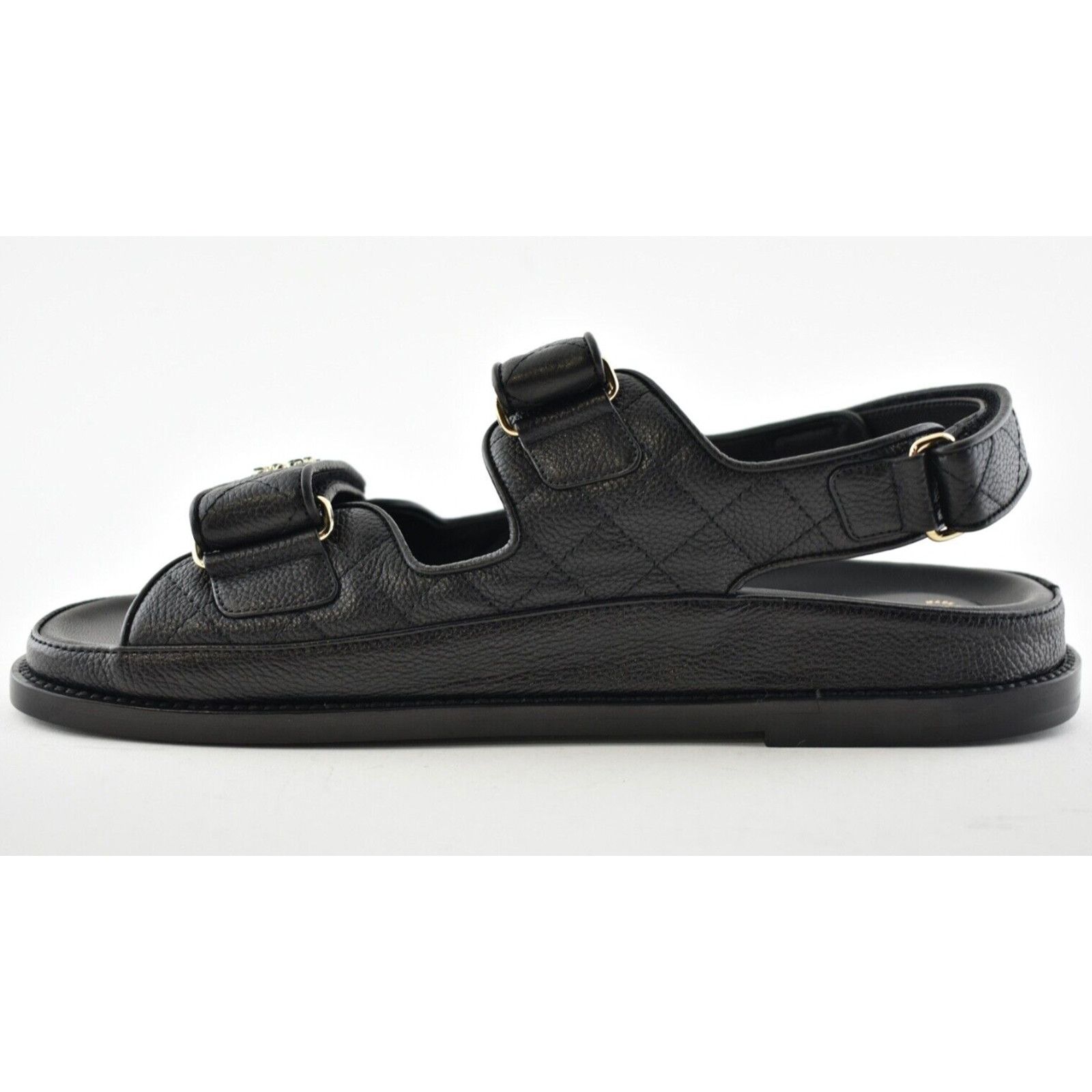 Chanel Chanel REV Black Caviar Gold CC Logo Mule Slide Strap Flat Size US 6.5 / IT 36.5 - 9 Thumbnail