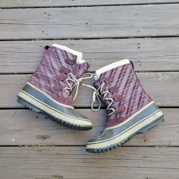 SOREL Sorel 1964 Pac Purple White Plaid Leather Sherpa Pile Winter Size US 11 / IT 41 - 3 Thumbnail
