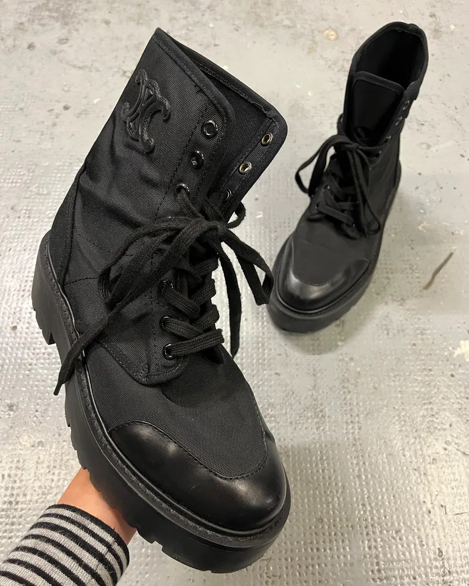 Celine Celine Black Nylon Lug Sole Boots Size US 9 / IT 39 - 1 Thumbnail