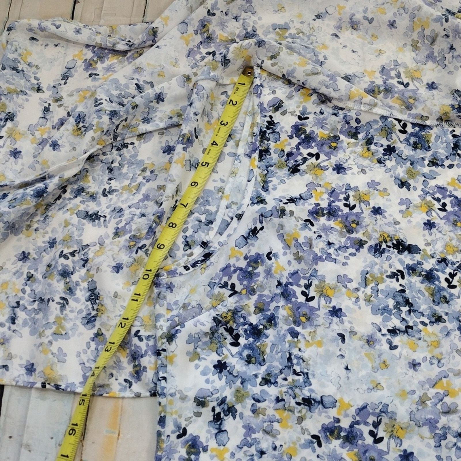 DKNY DKNY Blue Yellow White Floral Flowy Long Sleeve Blouse Size XL / US 12-14 / IT 48-50 - 5 Thumbnail