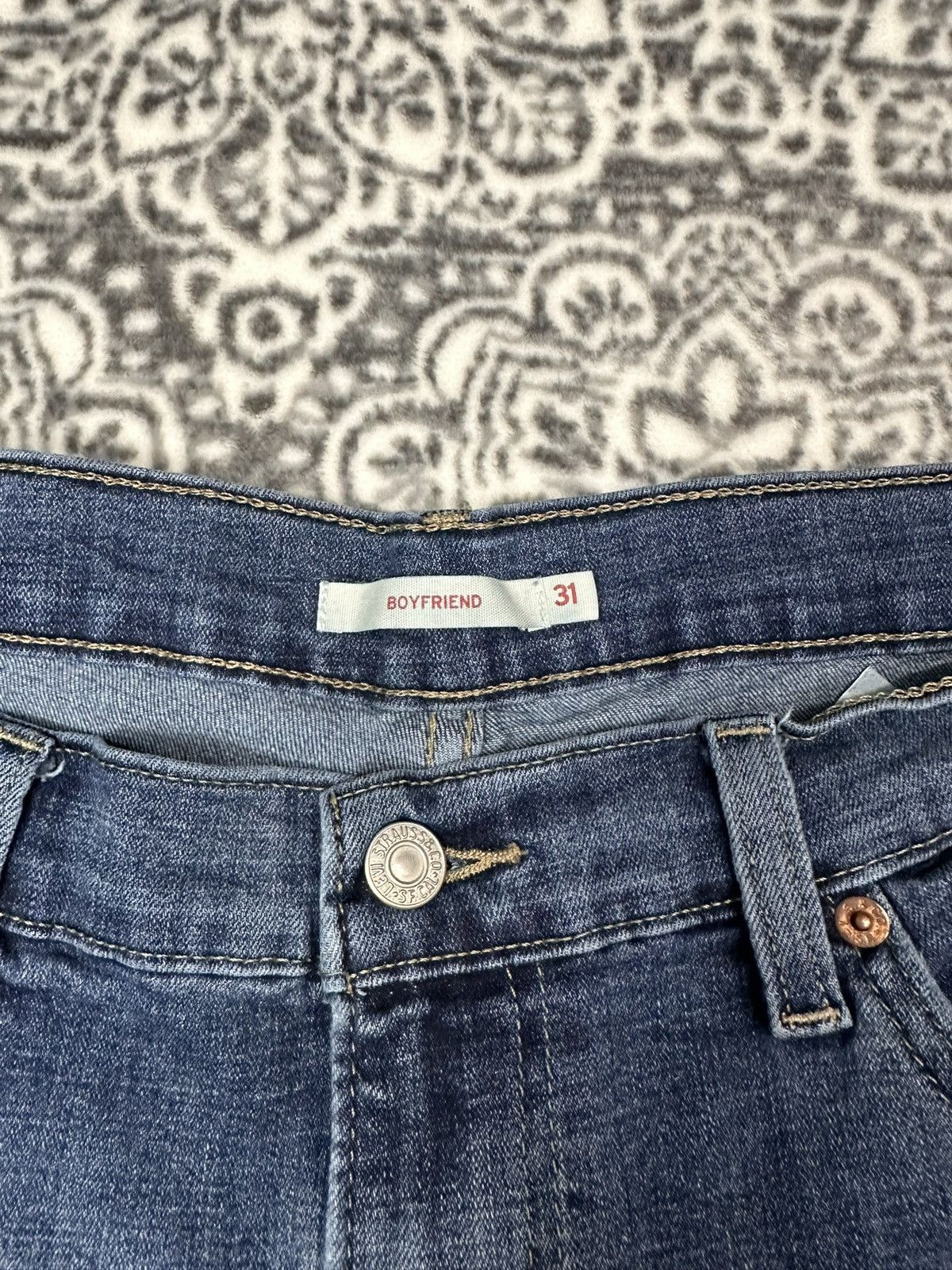 Levi's Levi's Boyfriend Jeans Mid Rise Dark Wash W31 L27 Size 31" - 5 Thumbnail