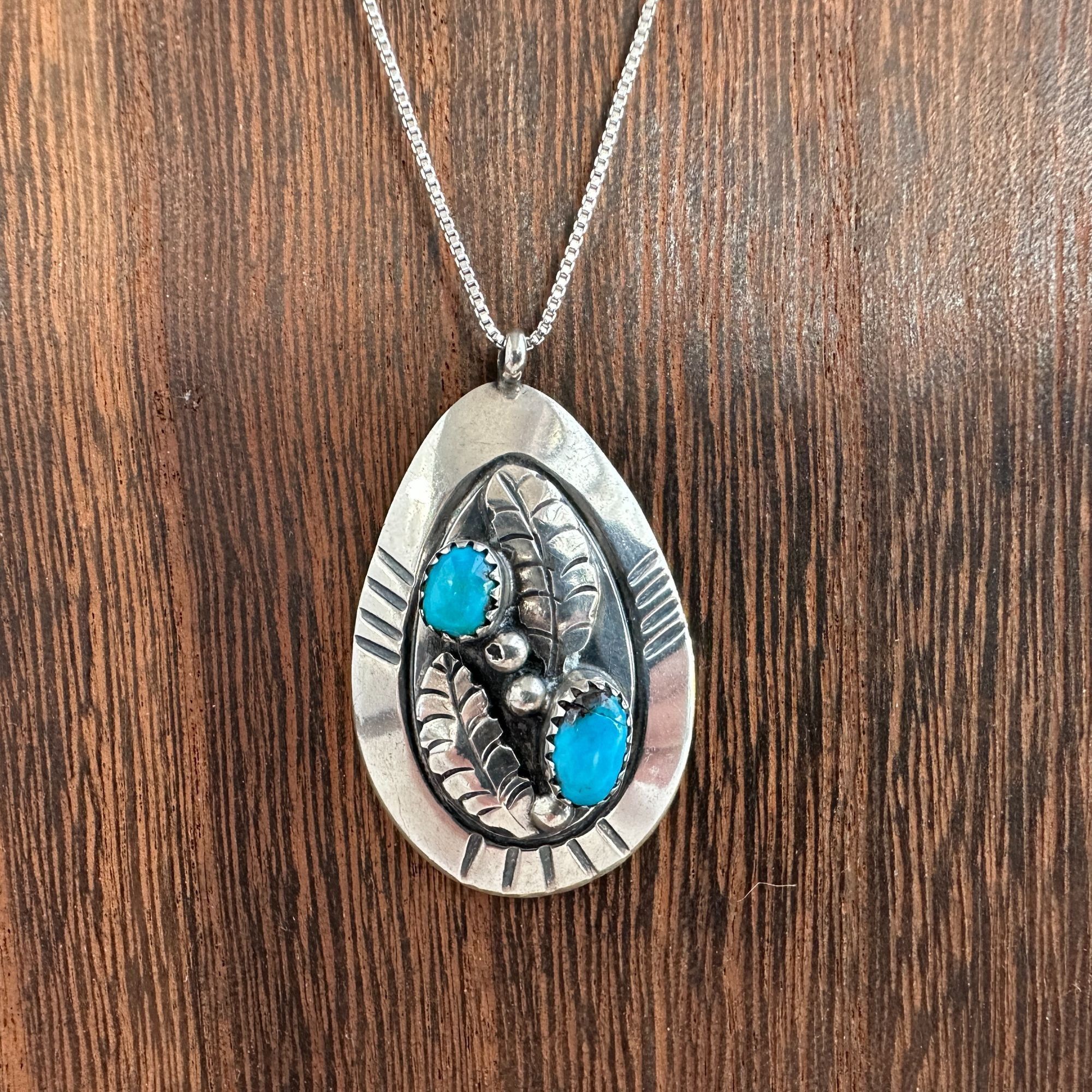 Other 1970s Native American Navajo Turquoise Pendant Necklace, Ste Size ONE SIZE - 8 Thumbnail