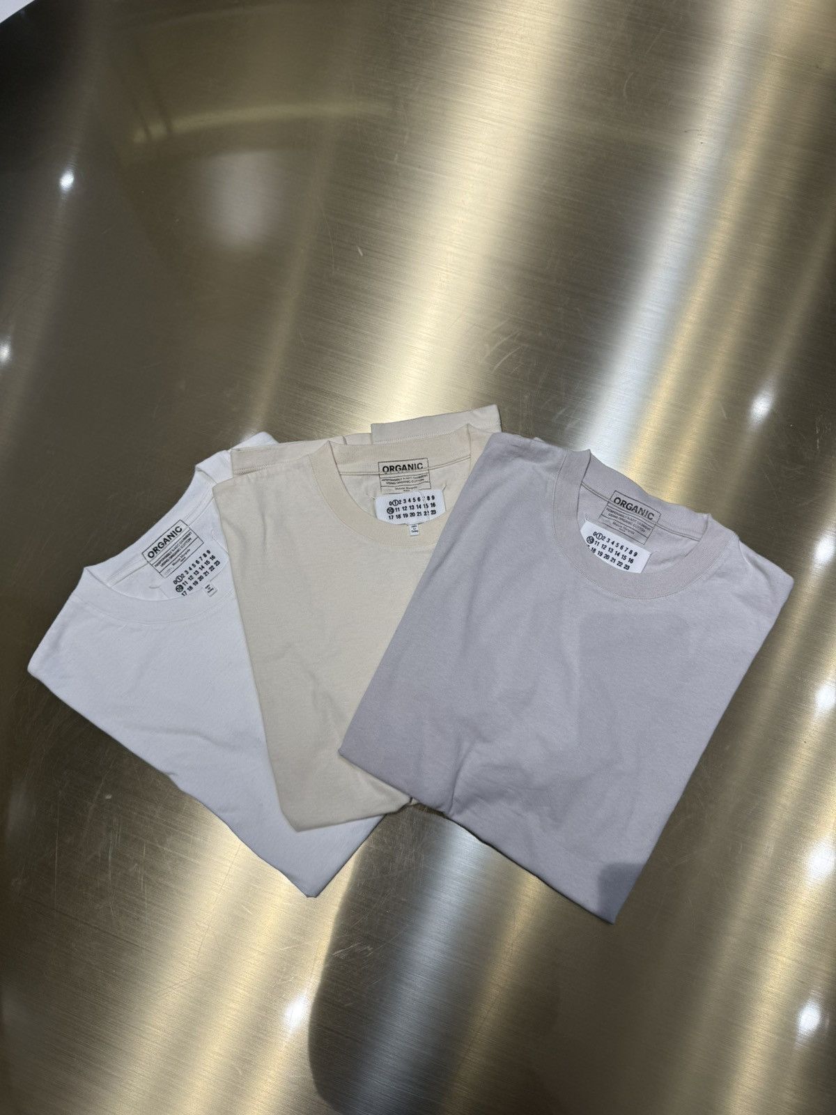 Maison Margiela New 3-Pack Organic Cotton TShirts- Grey/White/Off-White, S Size US S / EU 44-46 / 1 - 2 Thumbnail