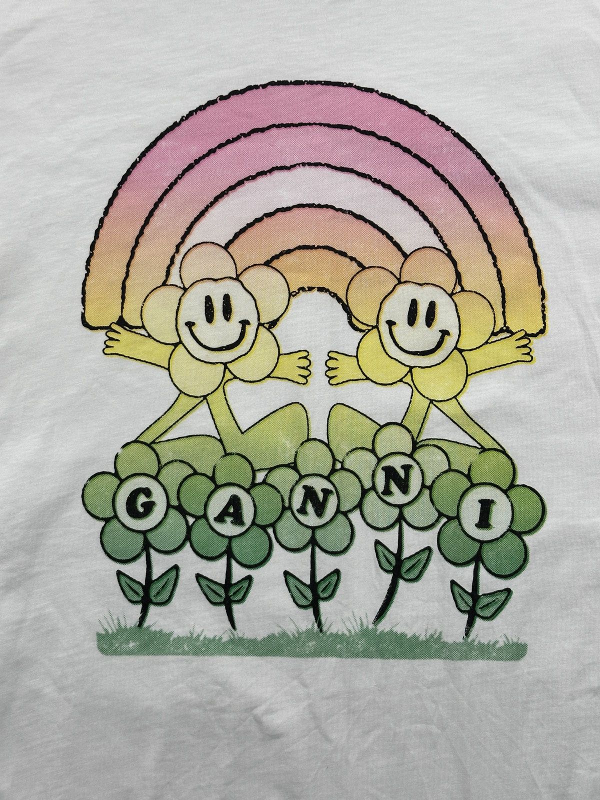 Ganni Ganni Relaxed Rainbow Smiley Graphic Tee White Copenhagen Size S / US 4 / IT 40 - 6 Thumbnail
