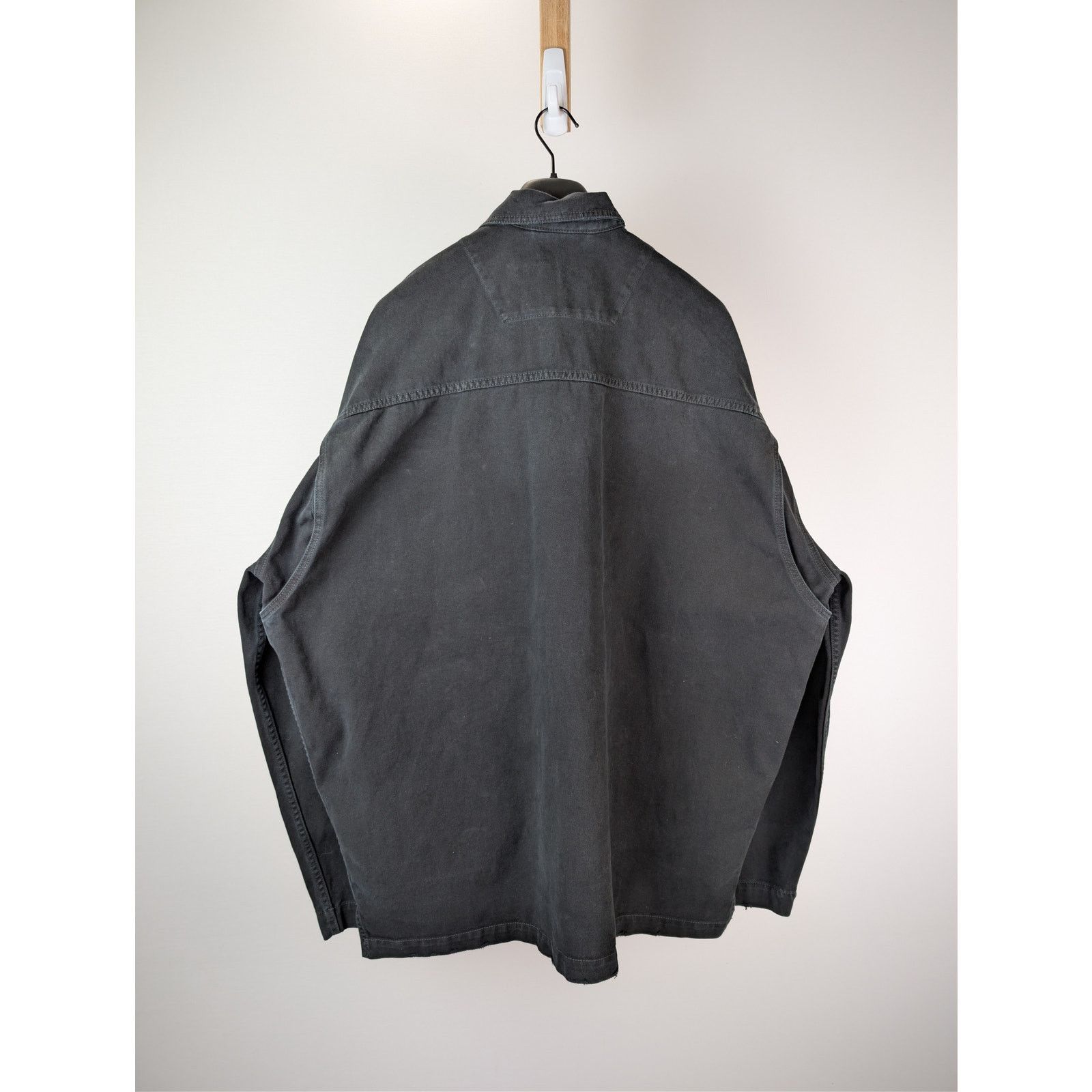 Balenciaga o1rshd1 Left-Hand Denim Cargo Shirt in Sunbleached Black Size US M / EU 48-50 / 2 - 10 Thumbnail