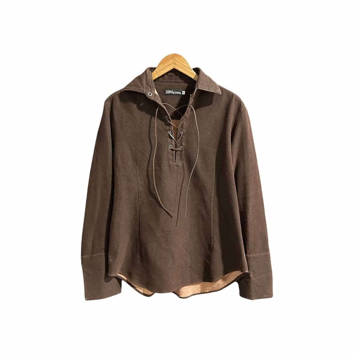 5351 POUR LES HOMMES × Japanese Brand × L7 Real Hip 🔥Y2K Archived L7 Real Hip Laces Up Leather Long Sleeve Shirt Size US L / EU 52-54 / 3 - 5 Thumbnail