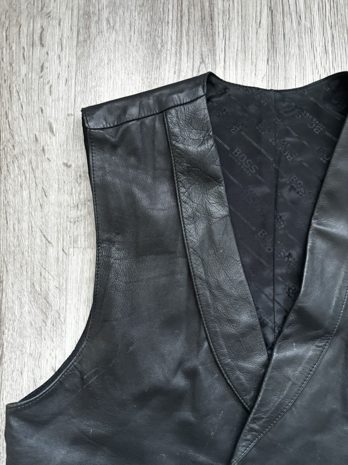 Hugo Boss Rare Hugo Boss Double-Breasted Leather Vest Czechoslovakia Size 38R - 4 Thumbnail