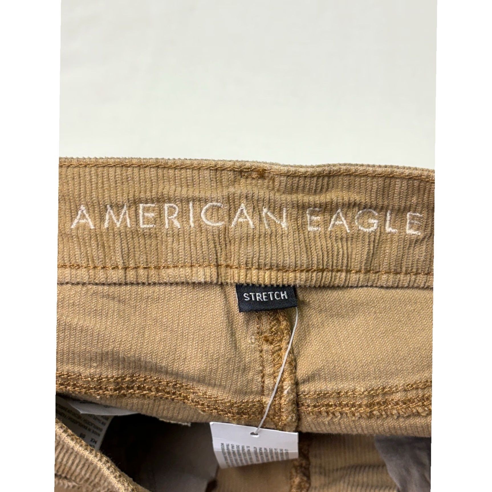 American Eagle Outfitters VINTAGE American Eagle Jeans Corduroy Mom Straight Womens 00 24x28 Tan High Rise Stretch Pockets Logo Button Solid Size 24" / US 00 / IT 34 - 5 Thumbnail