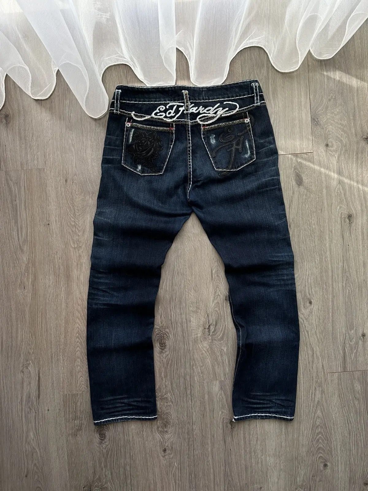 Christian Audigier × Ed Hardy × Vintage Vintage Ed Hardy Christian Audigier Denim Pants Size US 29 - 1 Thumbnail