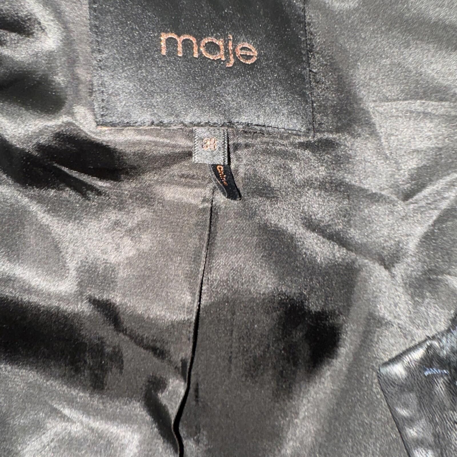Majestic Maje Genuine Leather Genuine Fur Black Warm Coat Sz 38/S Size S / US 4 / IT 40 - 11 Thumbnail