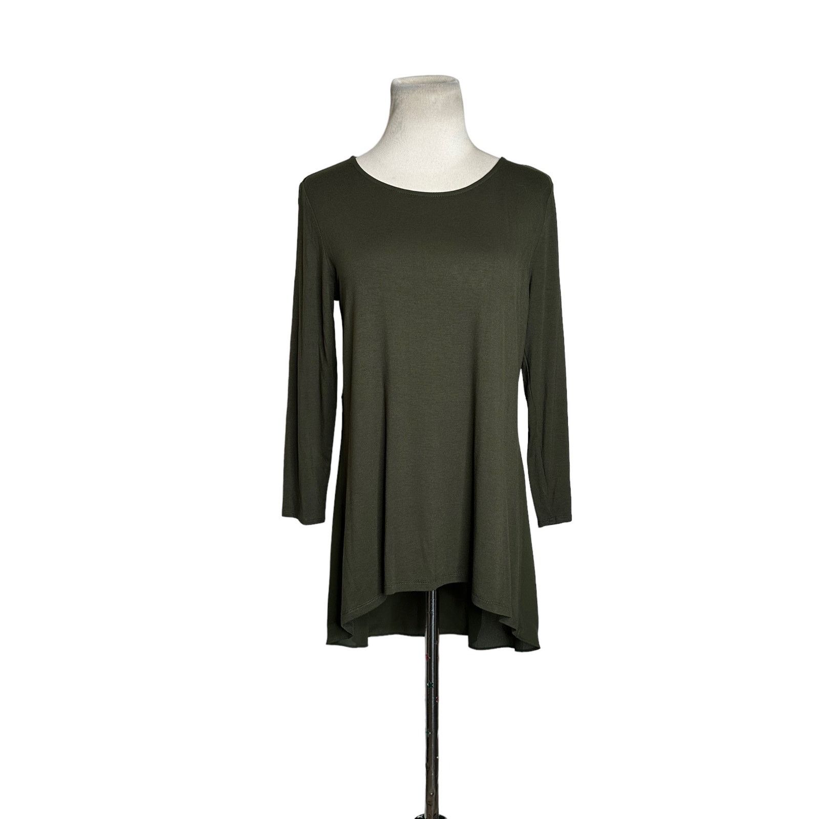 Alfani Alfani military green 3/4 sleeves hi low blouse size small Size S / US 4 / IT 40 - 1 Thumbnail