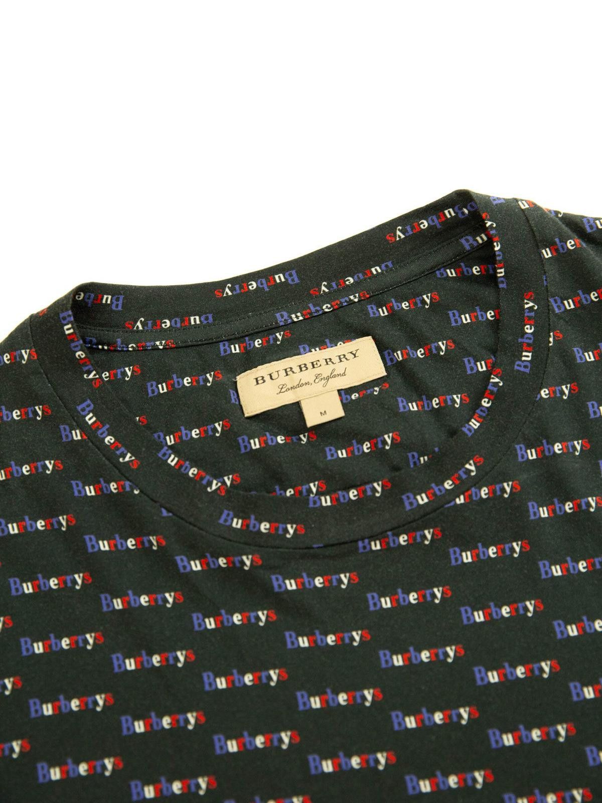 Burberry Burberry Mens Repeat Logo Black T Shirt Medium Black Size US M / EU 48-50 / 2 - 2 Thumbnail