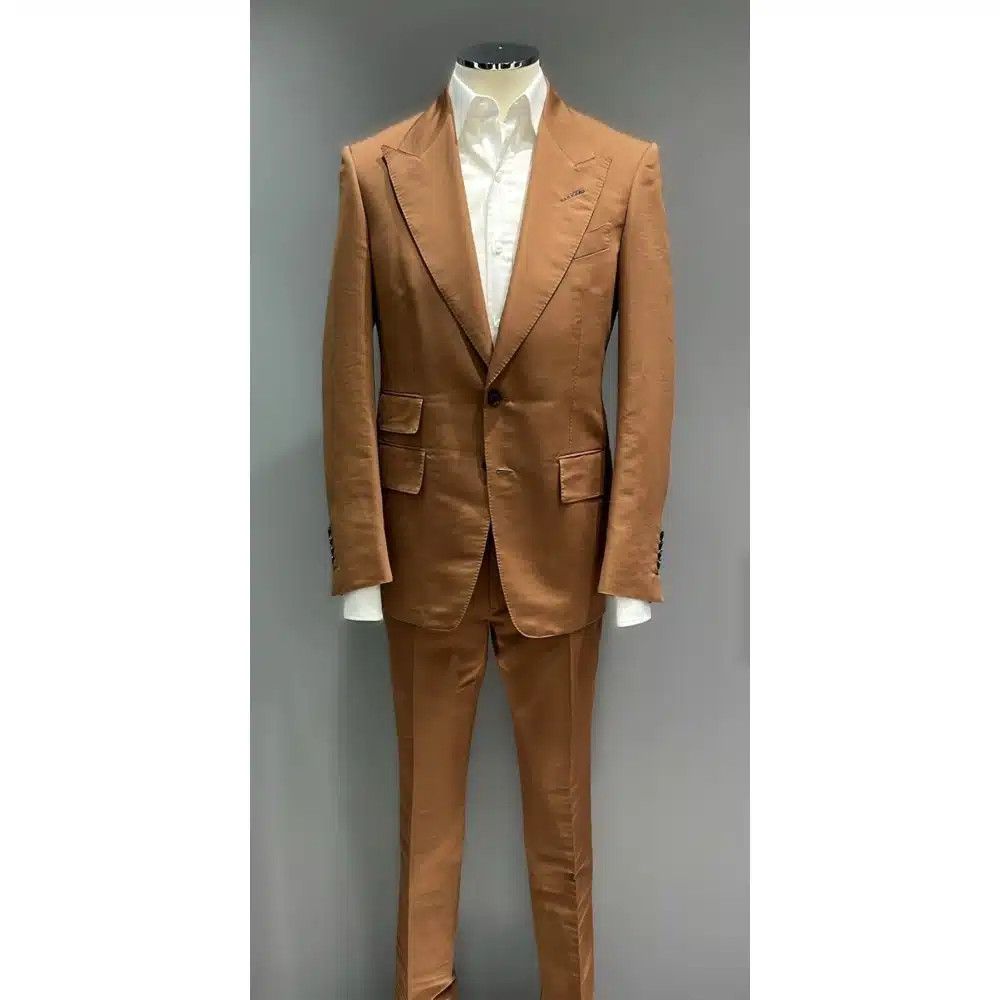 Tom Ford o1loc1c0625 2LSP01 Cotton Silk Shelton Suit in Brown Size US M / EU 48-50 / 2 - 1 Thumbnail