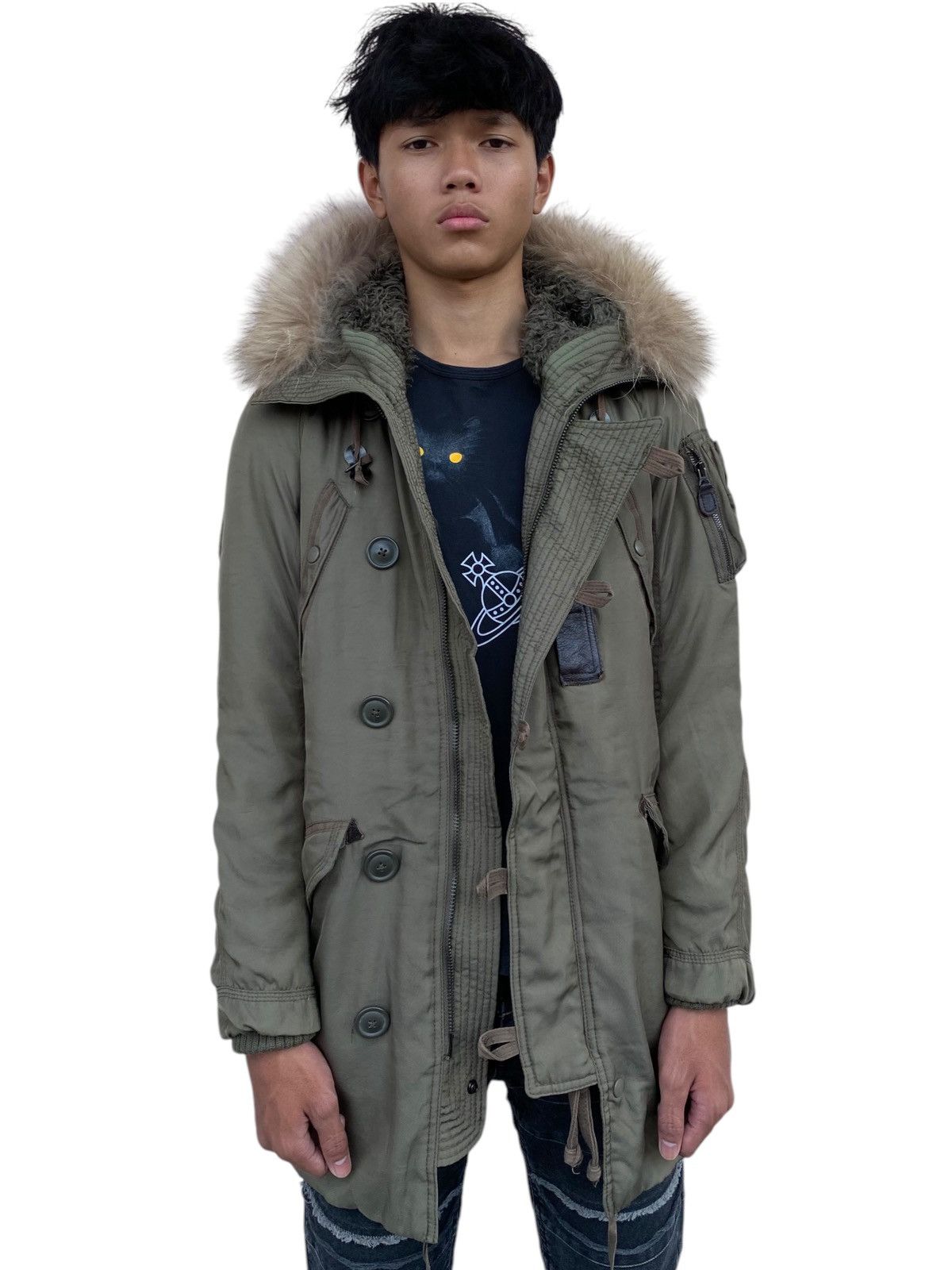 If Six Was Nine 2000s GOA - Fur Hoodie Cyber Cargo Jacket Size US M / EU 48-50 / 2 - 4 Thumbnail