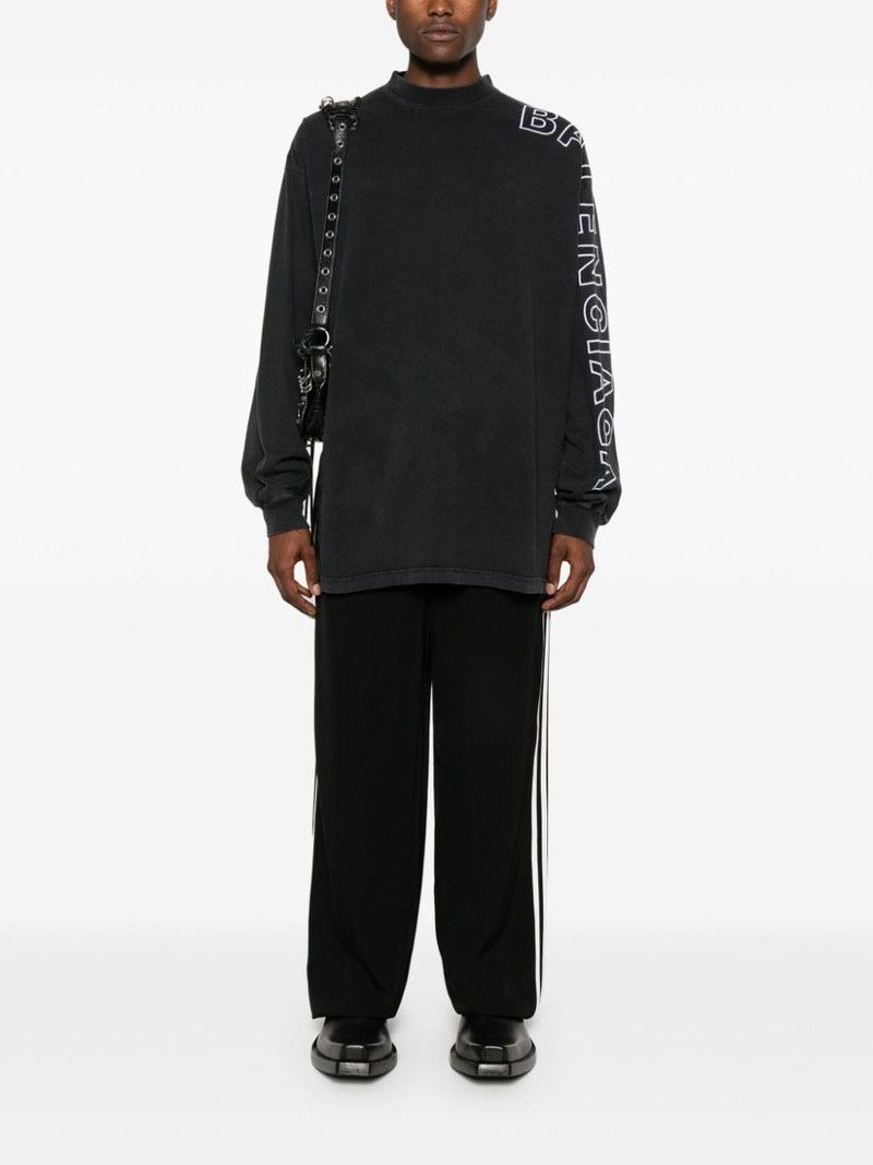 Balenciaga o1tr1nto1125 Outline Long Sleeve T-Shirt Oversized in Black Size US XL / EU 56 / 4 - 3 Thumbnail