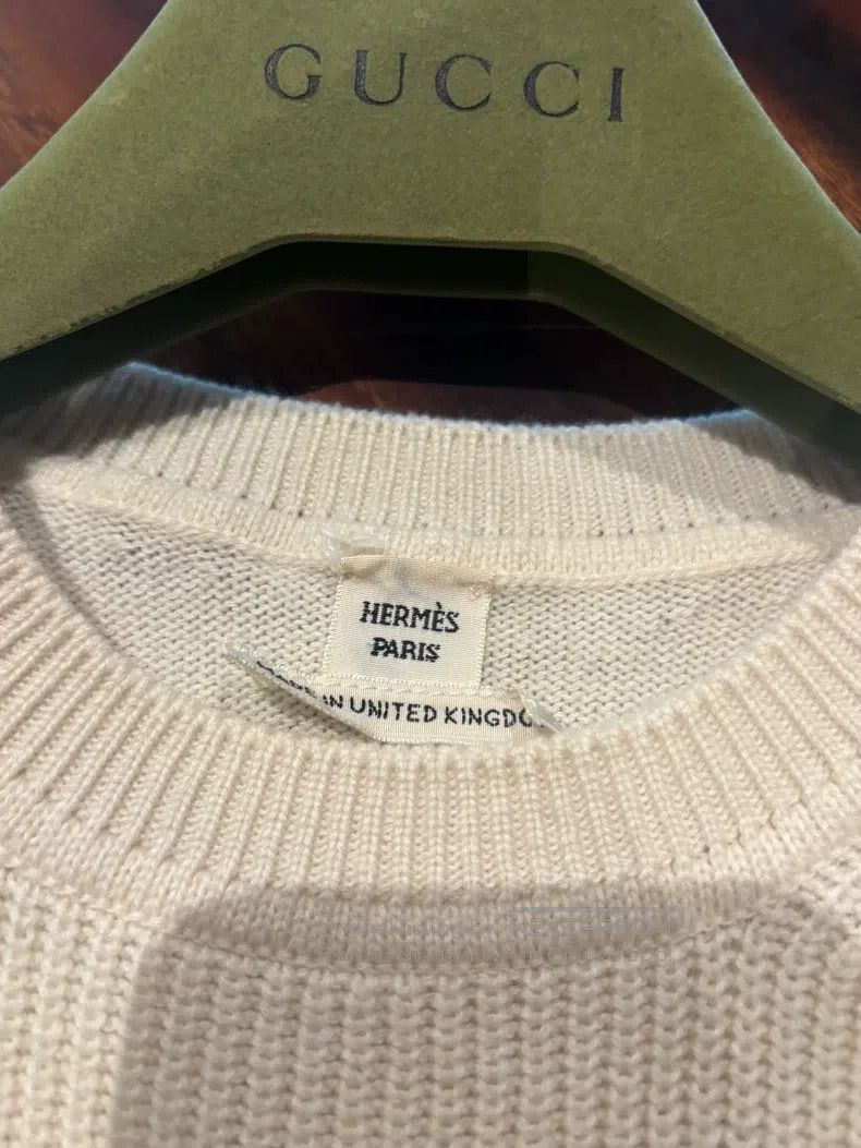 Hermes Hermes White cashmere short-sleeve knit top Size XXS / US 00 / IT 34 - 4 Thumbnail