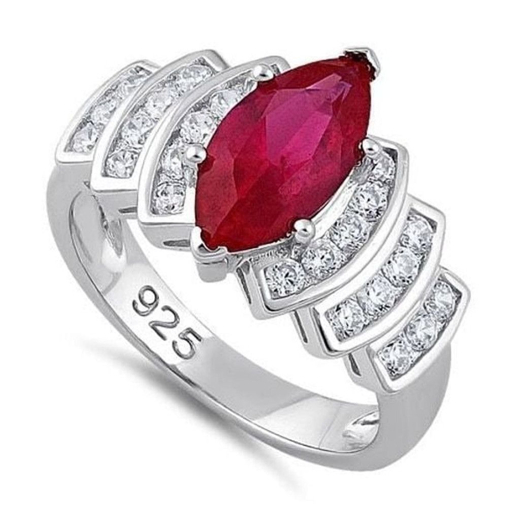 Other Marquise Cut Ruby CZ Sterling Silver Ring Womens Size 11 New Size ONE SIZE - 1 Thumbnail