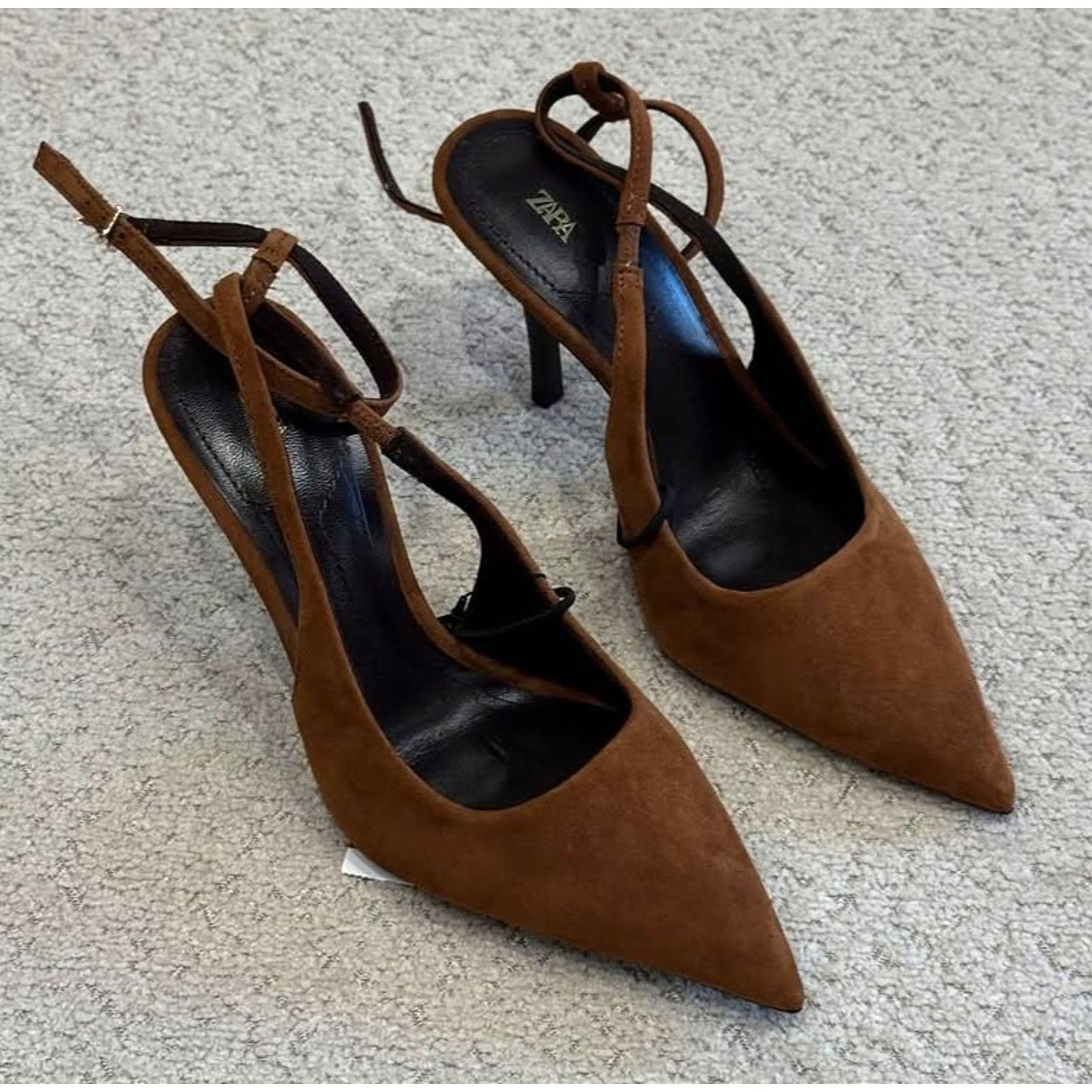 Zara ZARA Brown Leather Slingback Heels NWT Size US 10 / IT 40 - 9 Thumbnail