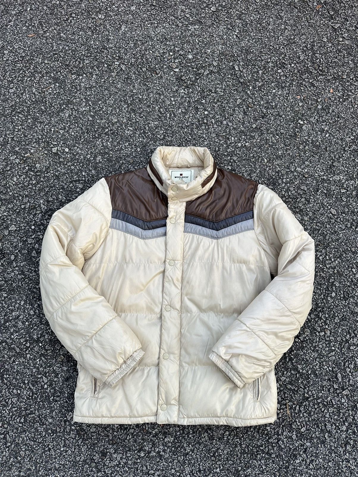 Woolrich Cream Bubble Puffer Jacket
