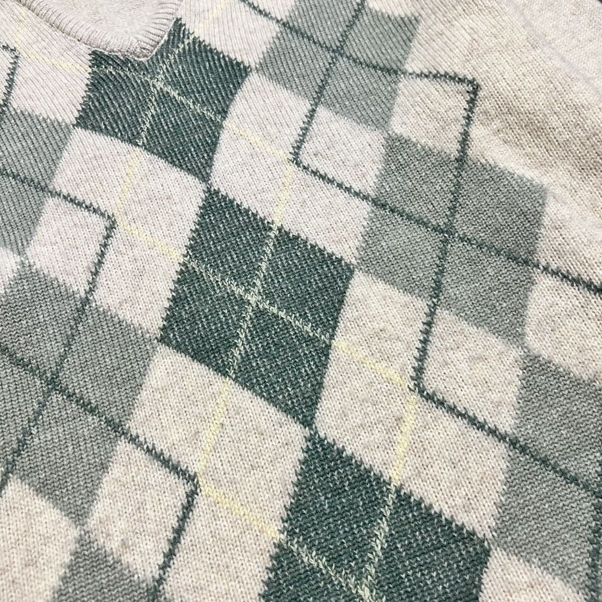 Vintage Vintage 80s Argyle Plaid Wool Sweater Scottland V Neck Ivy Size US L / EU 52-54 / 3 - 4 Thumbnail