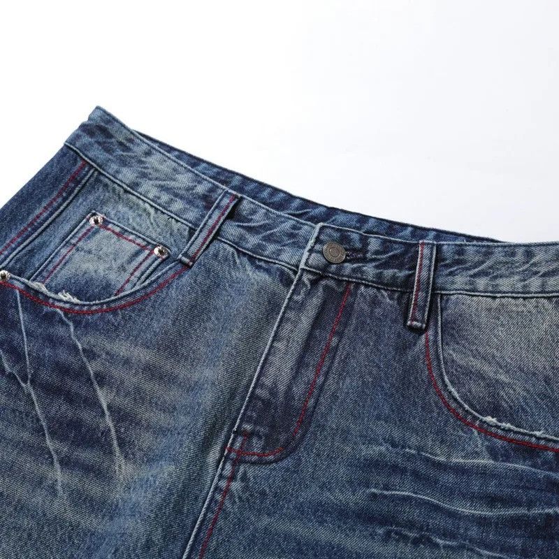 Jean Moustache Effect Wide Leg Jeans Size US 33 - 4 Thumbnail