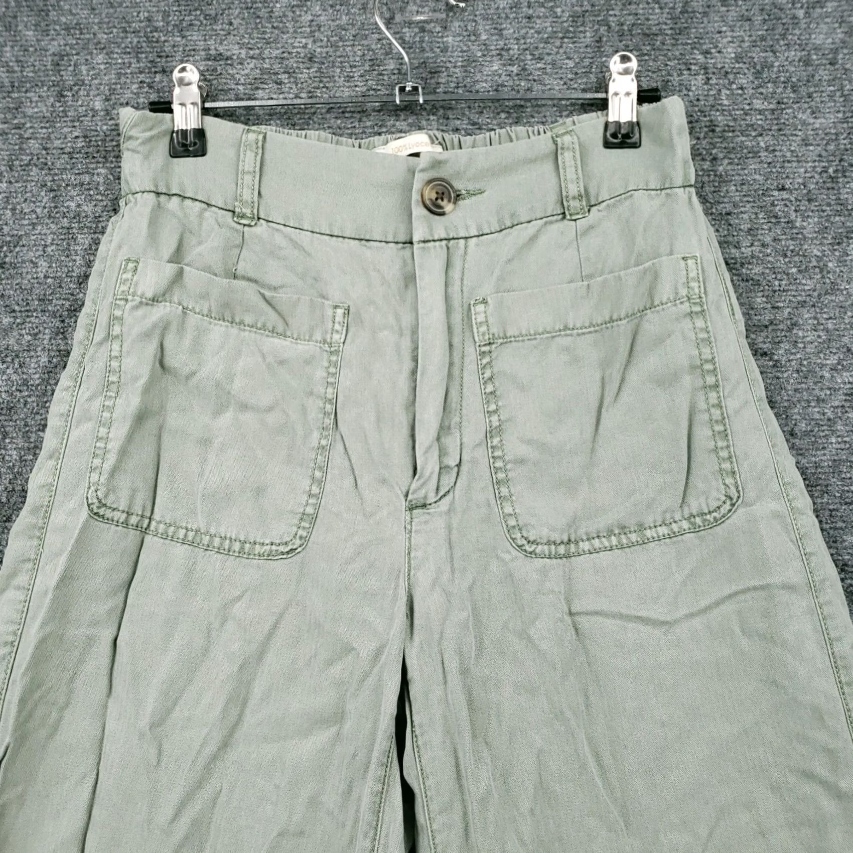 Cynthia Rowley Cynthia Rowley Pants Womens 2 Green Lyocell Wide-Leg High Rise Elastic Waist Shoes? Size 26" / US 2 / IT 38 - 3 Thumbnail
