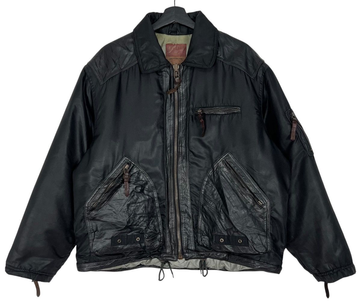 Genuine Leather VINTAGE ABITIO SWITCHING LEATHER FLIGHT JACKET Size US L / EU 52-54 / 3 - 1 Thumbnail