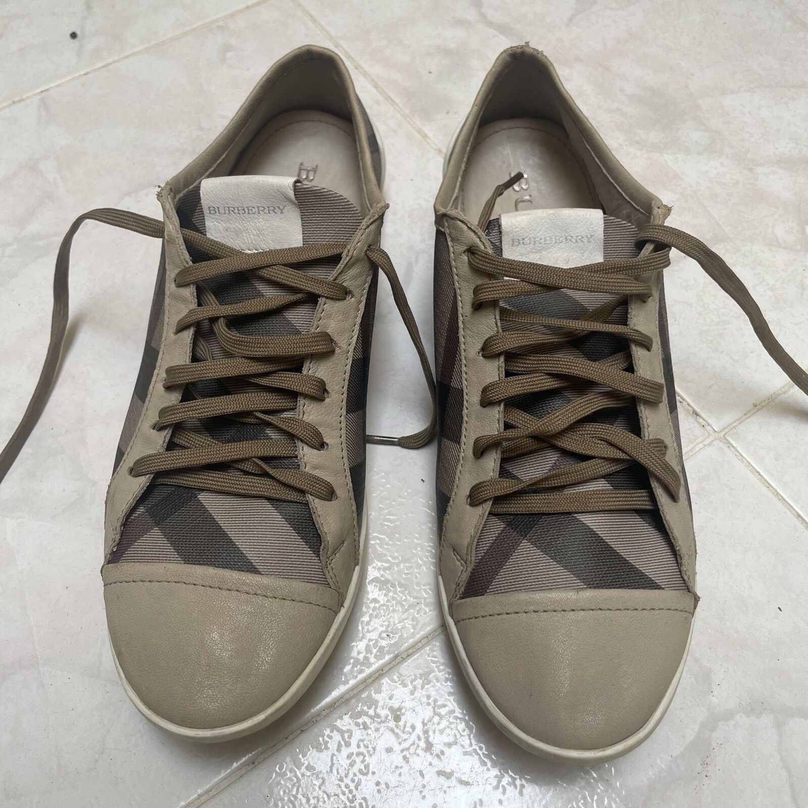 Burberry BURBERRY SNEAKERS WOMEN'S SHOES Nova check lace up Leather Size US 9 / IT 39 - 4 Thumbnail