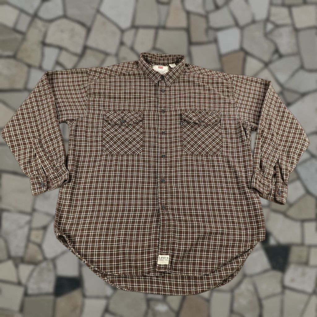 VINTAGE Levi's Shirt Mens XL Flannel Plaid Button Up 90s Grunge Casual Outdoor