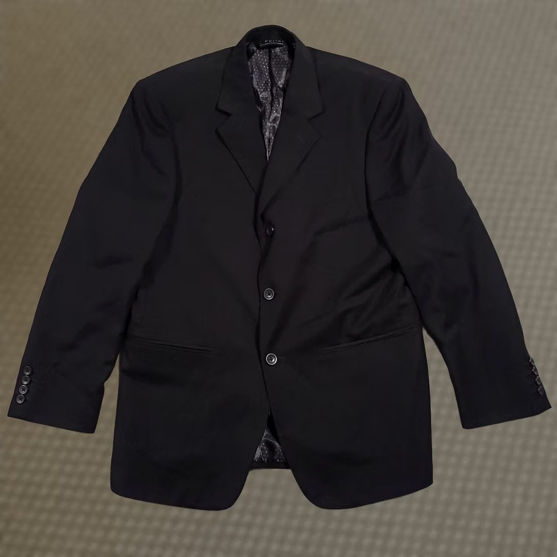 Vintage JF J.Ferrar 3 Button Black Suit Blazer Sports Coat Mens 38S Shoulder Pads Blazer Mens Regular 38 Black Cardinal? Size 38R - 1 Thumbnail