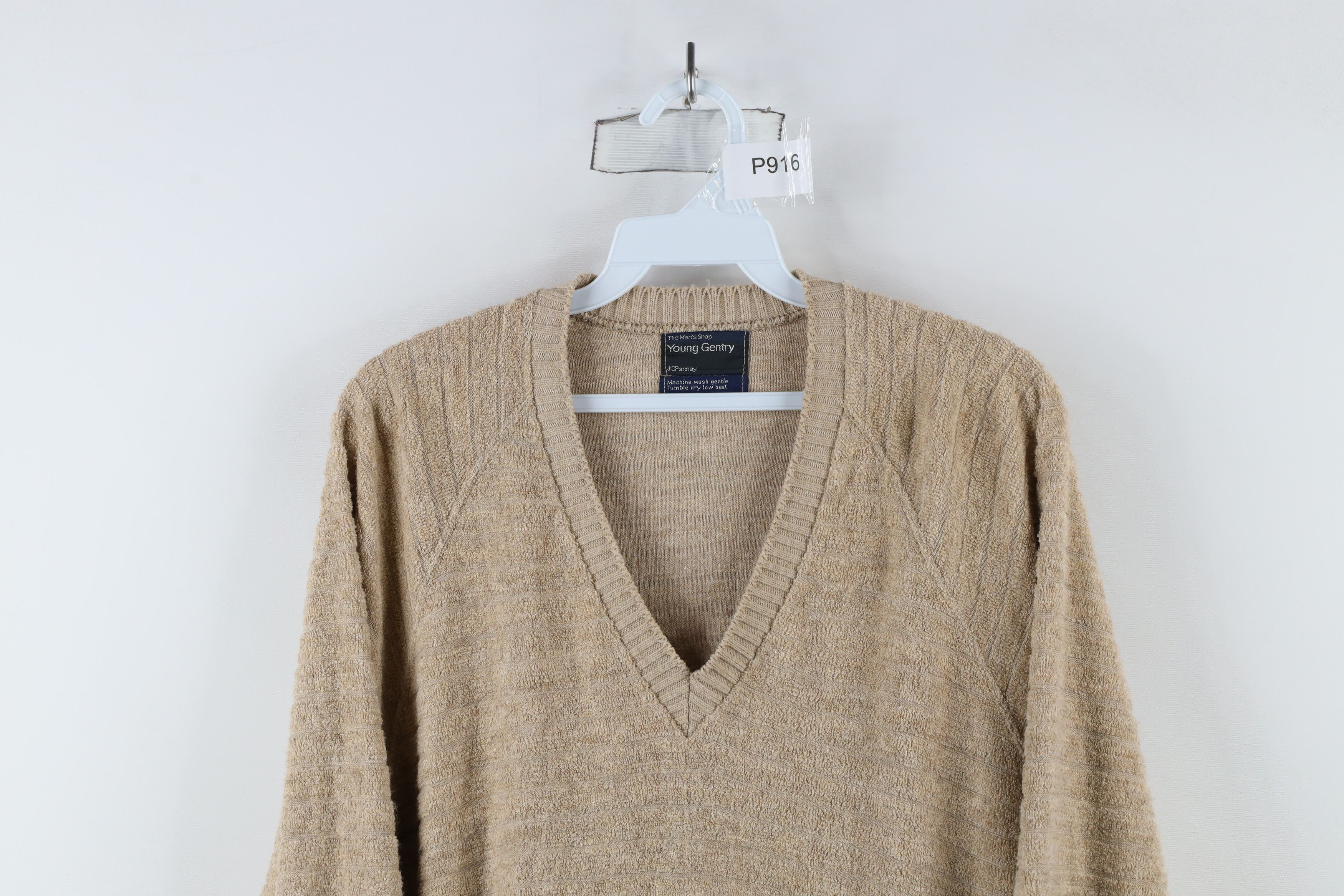 Vintage Vintage 70s Streetwear Cloth V-Neck Sweater Beige Brown Size US XL / EU 56 / 4 - 2 Thumbnail