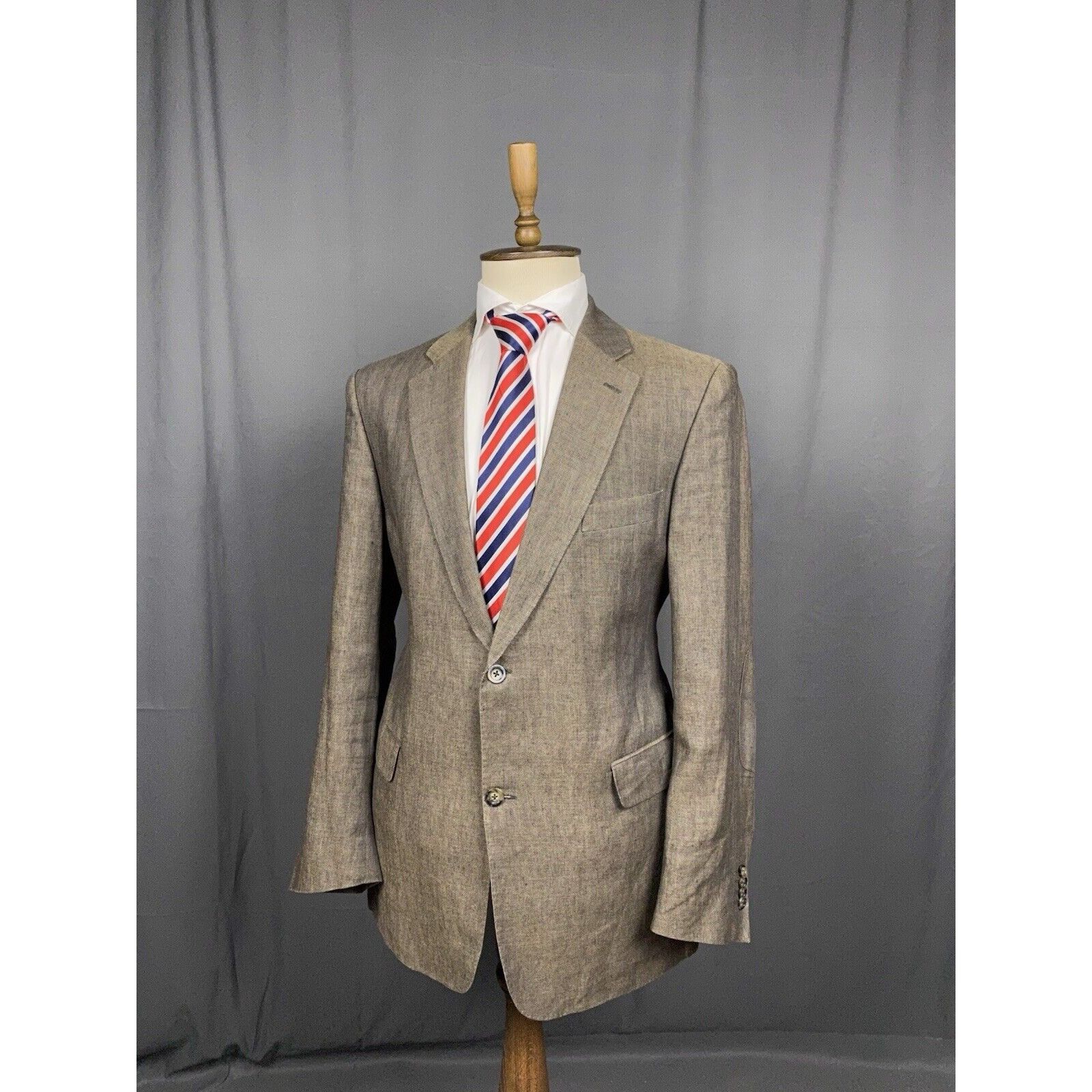 Burberry Burberry Nova Check Collar Herringbone Green Linen Blazer Sp Size 54R - 4 Thumbnail