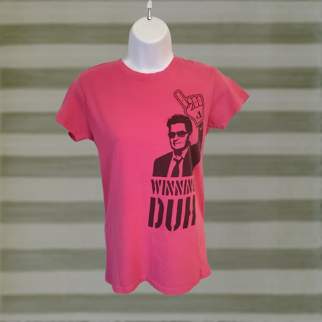 Tultex Charlie Sheen Shirt Size Small Pink T Womens Juniors Size S / US 4 / IT 40 - 1 Preview