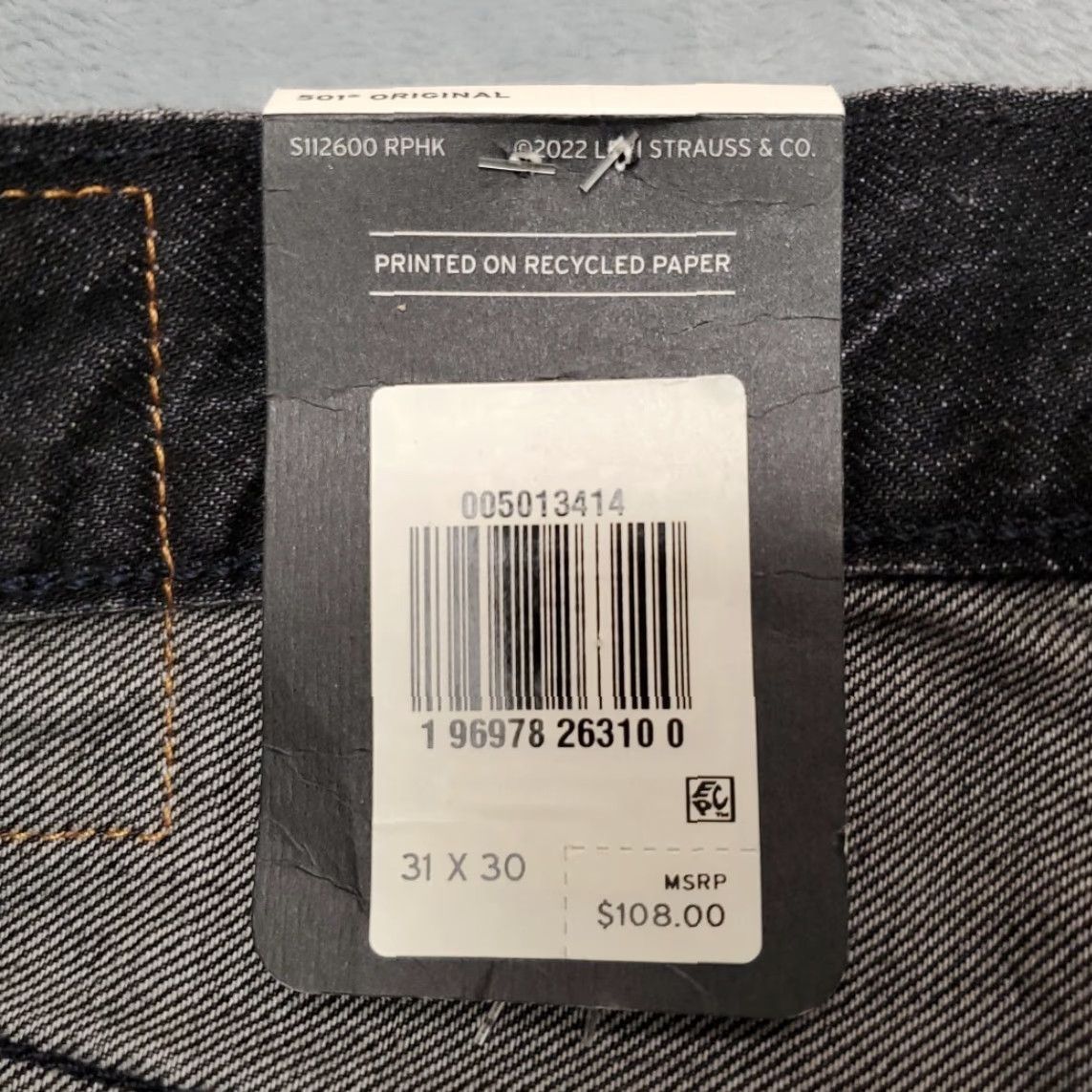 Vintage VINTAGE Levis Premium Jeans Mens 31x30 Black 501 Big E Straight Leg Button Fly Pants Size US 31 - 6 Thumbnail