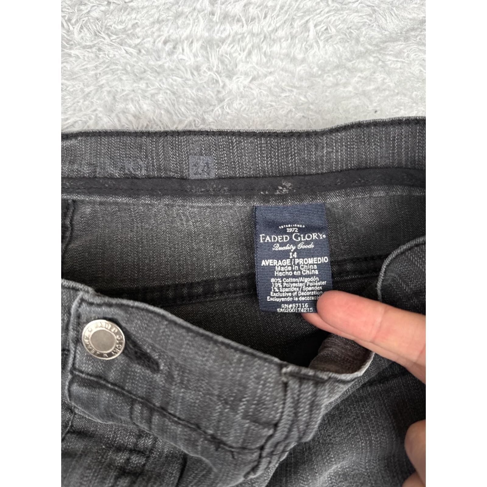 Faded Glory Faded Glory Jeans Womens 14 High Rise Straight Stretch Charcoal Wash 34x31 Size 36" / US 14 / IT 50 - 6 Thumbnail
