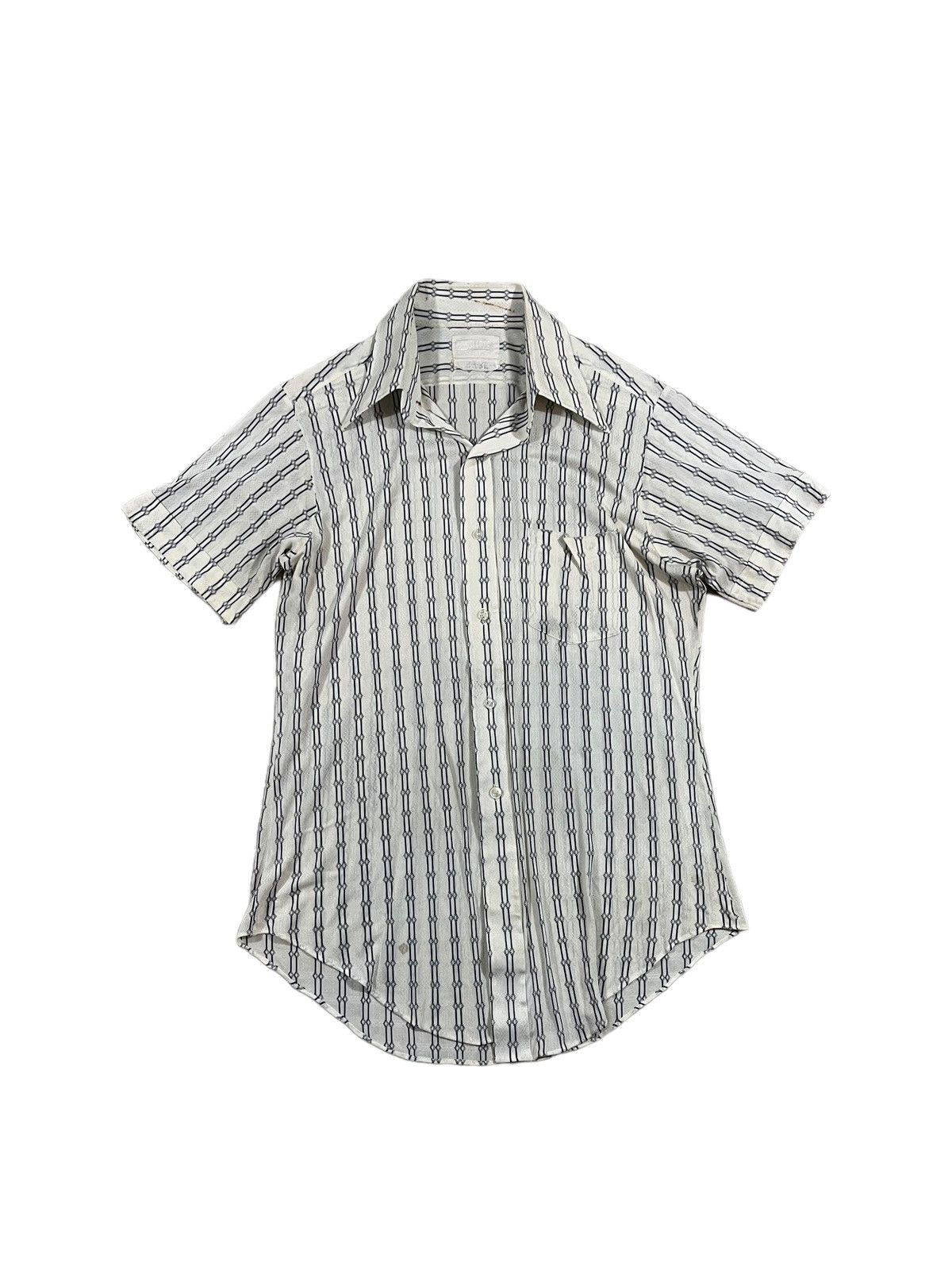 Vintage Vintage 70s Striped Short Sleeve Shirt Black White Size US M / EU 48-50 / 2 - 1 Thumbnail