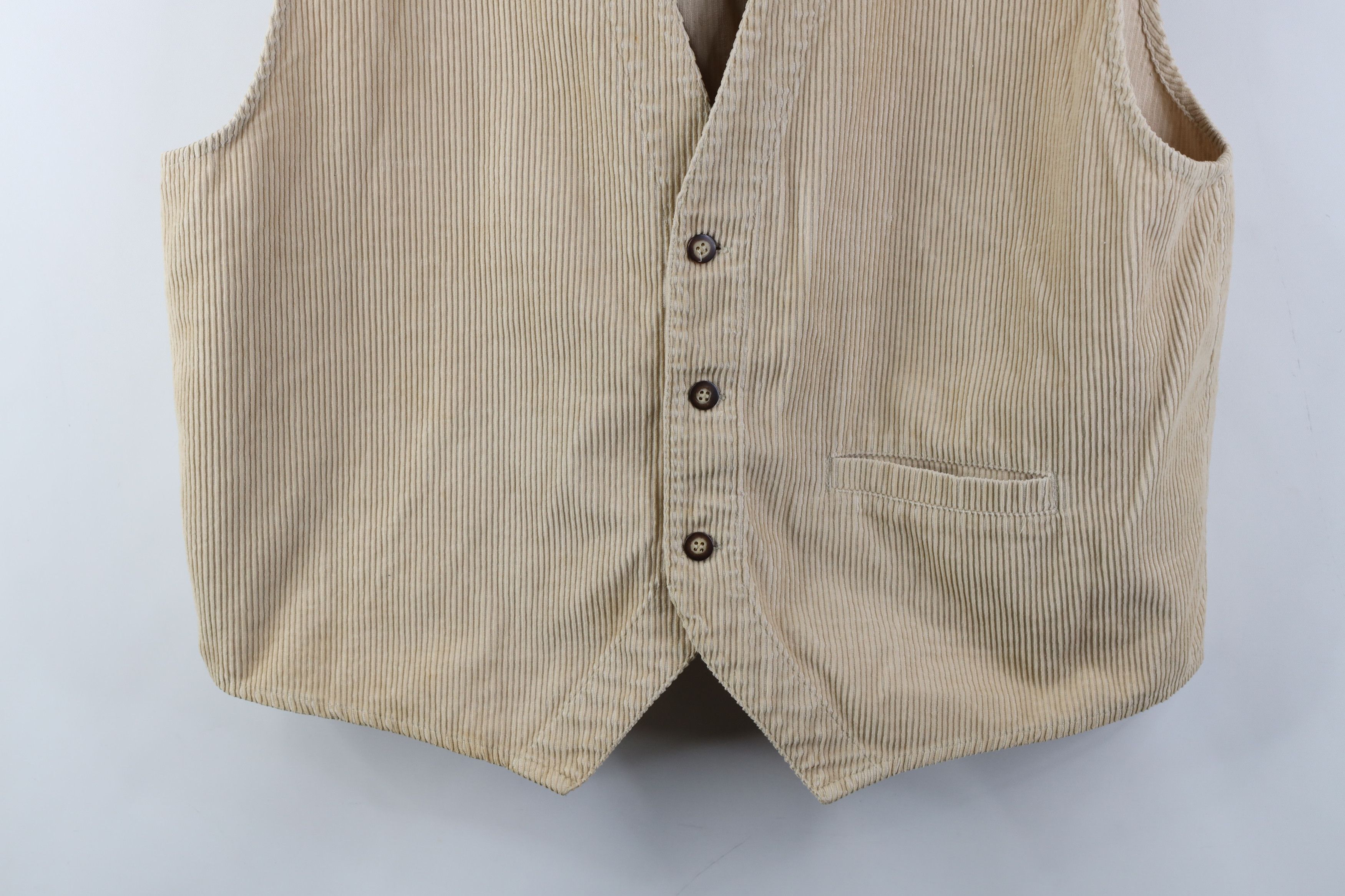 Vintage Vintage 90s Streewear Button Vest Jacket Beige Cotton Size US XL / EU 56 / 4 - 3 Thumbnail