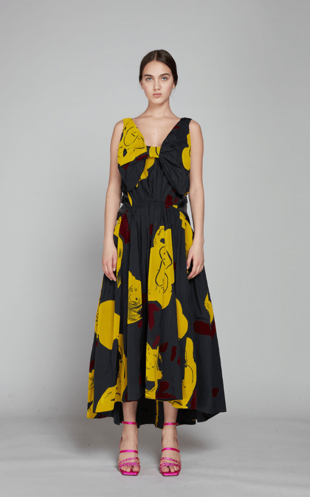 image of Marni O1W1Db10524 Maxi Dress In Black Yellow, Women's (Size Large)