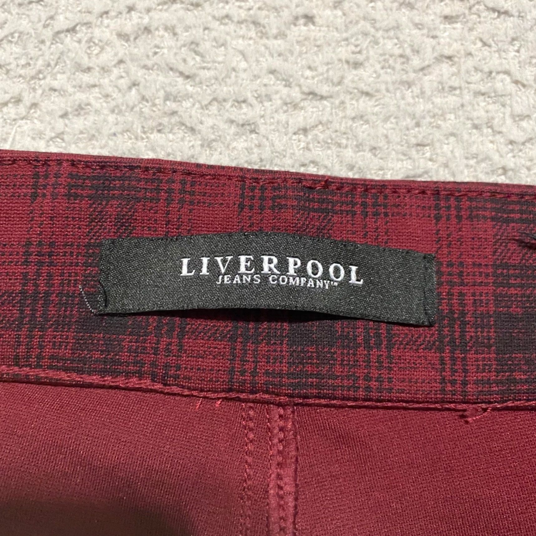 Vintage Liverpool Jeans Pants Womens size 6 Red Plaid Skinny Ankle Mid Rise Pull On Stretch Comfort Casual Size 30" / US 8 / IT 44 - 3 Thumbnail