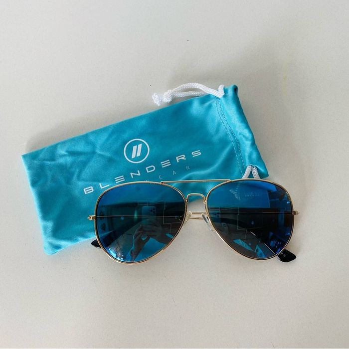 Nordstrom BLENDERS Gold Metal Blue Mirror Lens Aviator Sunglasses Grailed