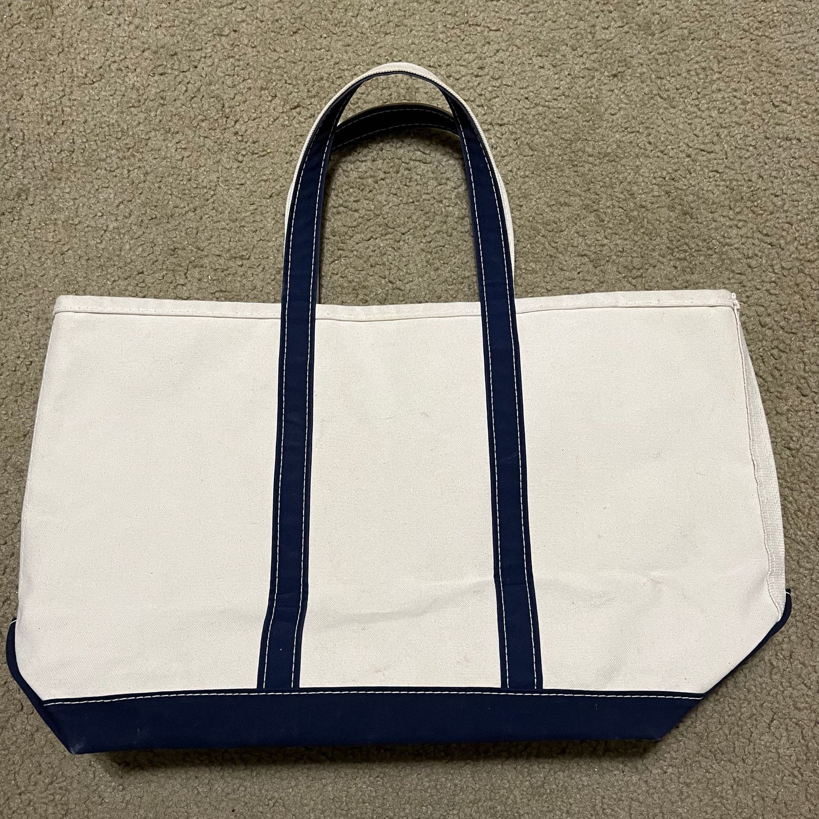 L.L. Bean Vintage L.L. Bean Boat and Tote Bag 23 Inch Canvas Navy Trim Size ONE SIZE - 1 Thumbnail