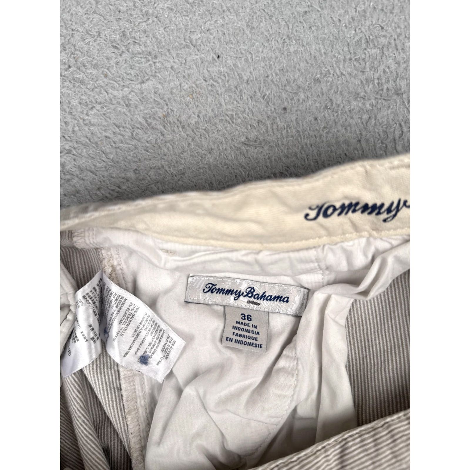 Tommy Bahama Tommy Bahama Shorts Mens 36 Beige Striped Cotton Chino Flat Front Zip Pockets Casual Summer Mens Size US 36 / EU 52 - 7 Thumbnail