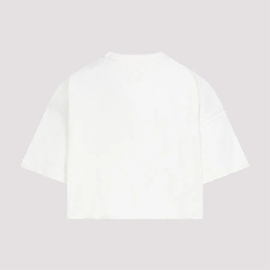 Bottega Veneta o1n1vont1225 Jersey Cropped T-Shirt With V Pocket in Chalk Size M / US 6-8 / IT 42-44 - 2 Thumbnail