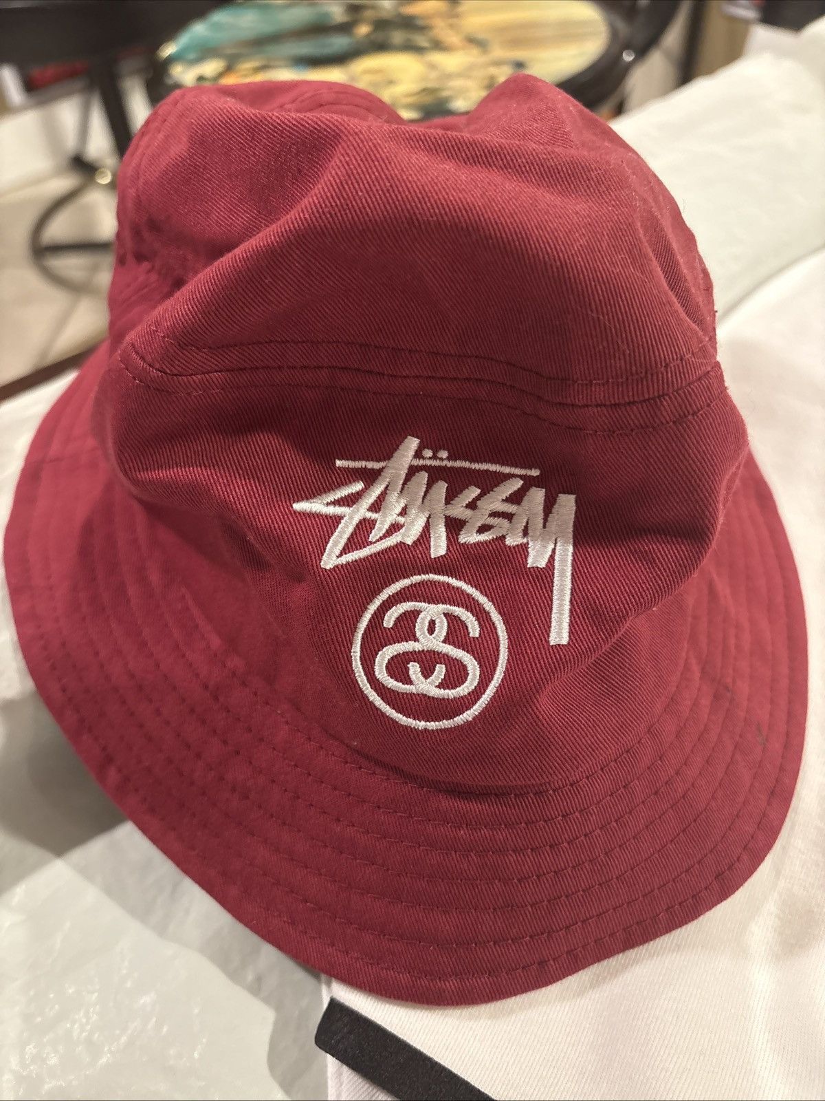 Stussy Vintage Y2K Stussy Capz Bucket Hat Burgundy Unisex S/M Size 40 - 1 Thumbnail