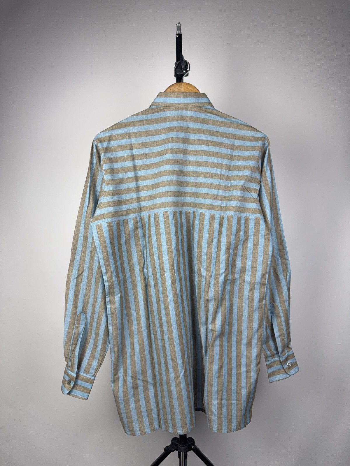 Japanese Brand Retro Luxury 90s Renato Cavalli Blue Beige Striped Shirt M Size US M / EU 48-50 / 2 - 11 Thumbnail